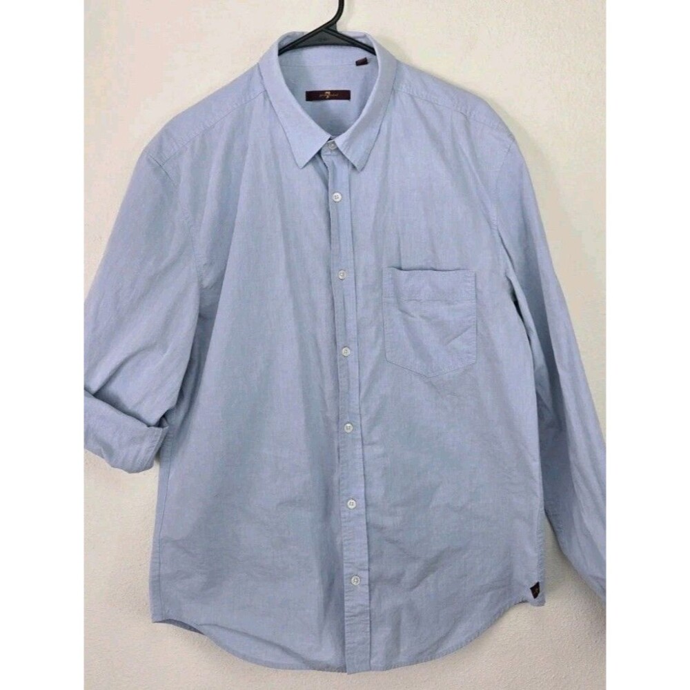 7 For All Mankind - Poplin Button Down Shirt - Mens Sz XL - Blue - Office Casual